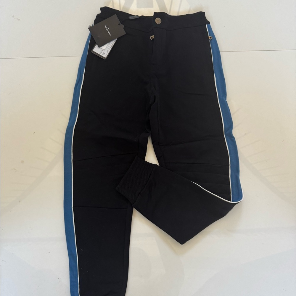 Dolce and Gabbana boys size 9/10Black and Blue Pants with White Trim